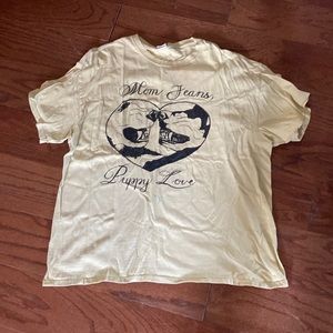Yellow Mom Jeans Band Puppy Love Tshirt *stained* XL